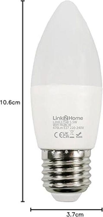 Picture of B22/40W Equivalent WiFi LED Lamp, Smart Light Bulb with RGB Multicolour Settings, Dimmable – Compatible with Alexa and Google Voice Control [Energy Class F]