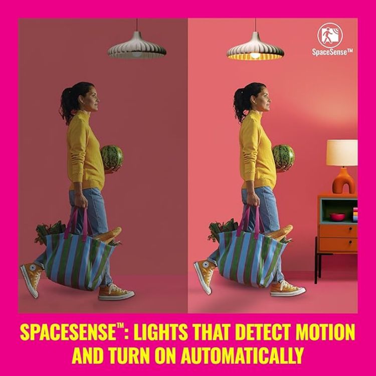 Picture of Smart Colour Bulb, E27, 8.5W, Motion Sensor with App, Dynamic Scenes, Remote Control, Connected WiFi Works with Alexa, Google Assistant & HomeKit, App Control for Home Lighting, Bedroom, 2 Pack