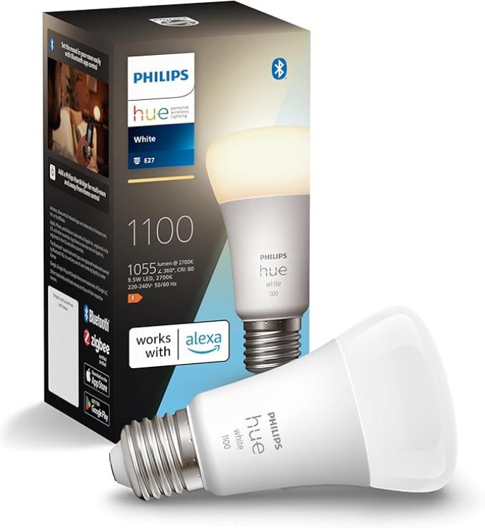 Picture of White E27 lamp Single Pack 1x1055lm; dimmable; Warm White Light; controllable via app; Compatible with Amazon Alexa (Echo; Echo Dot)