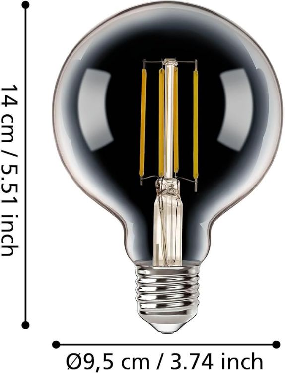 Picture of Smart Home E27 LED Filament Light Bulb, G95, ZigBee, app and Voice Control, dimmable, Warm White, 806 Lumen, 6 watt, Vintage Lightbulb Transparent