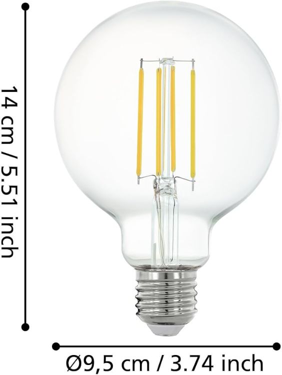 Picture of Smart Home E27 LED Filament Light Bulb, G95, ZigBee, app and Voice Control, dimmable, Warm White, 806 Lumen, 6 watt, Vintage Lightbulb Transparent