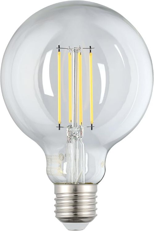 Picture of Smart Home E27 LED Filament Light Bulb, G95, ZigBee, app and Voice Control, dimmable, Warm White, 806 Lumen, 6 watt, Vintage Lightbulb Transparent