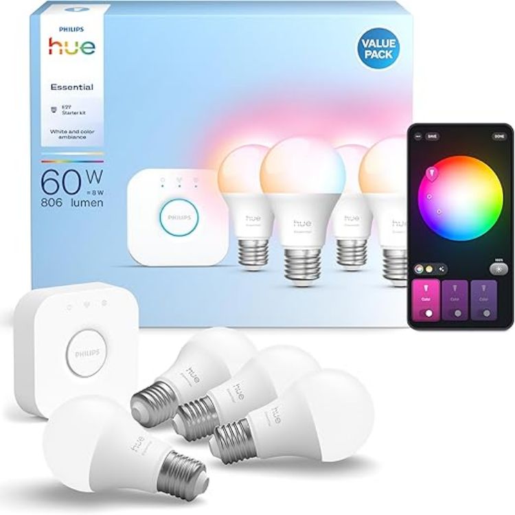 Picture of Essential Smart Starter Kit Bridge + 4 E27 Colour Smart Bulbs Alexa Compatible
