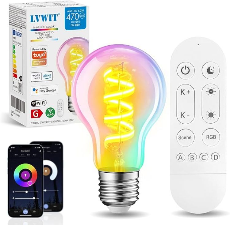 Picture of Smart E27 Filament Bulb RGB WiFi Alexa Dimmable with Remote Control