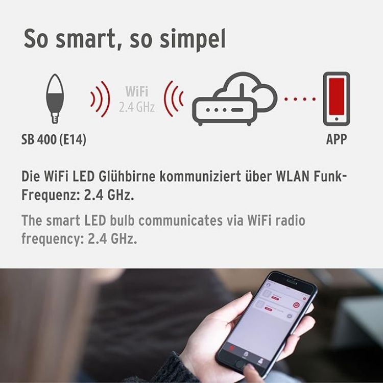 Picture of Connect Smart Bulb SB 400 E14 (Compatible with Alexa and Google Assistan no hub Necessary Smart Light Bulb 2.4 GHz with Free app 430lm  5.5W) (Pack of 2)
