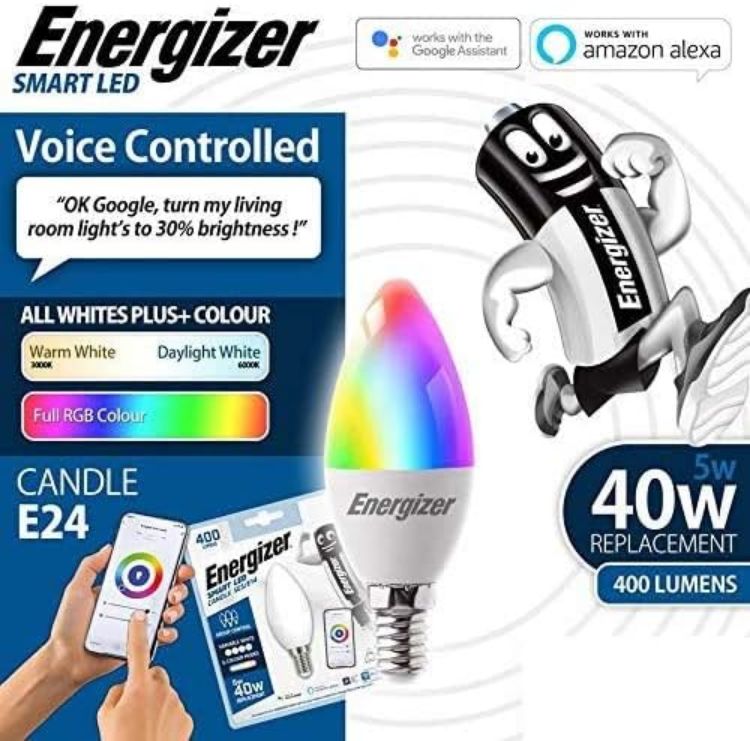 Picture of Energizer Smart E14 Candle Bulb 5W RGB 400LM WiFi Smart Light