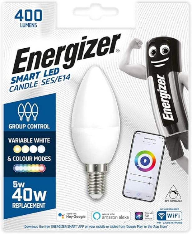 Picture of Energizer Smart E14 Candle Bulb 5W RGB 400LM WiFi Smart Light