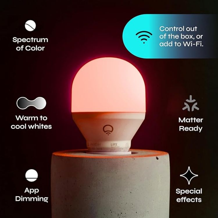 Picture of A19 Smart WiFi LED Bulb 800LM Color Changing 2 Pack Alexa HomeKit