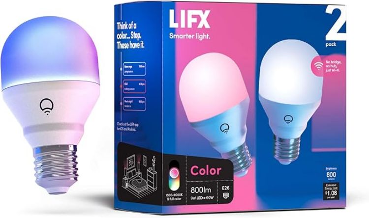 Picture of A19 Smart WiFi LED Bulb 800LM Color Changing 2 Pack Alexa HomeKit