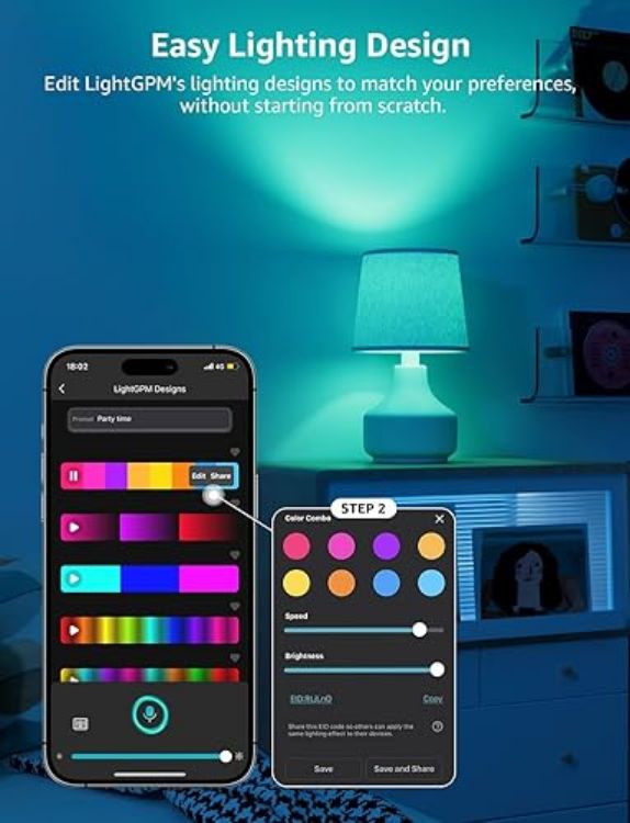 Picture of AI Smart Bulb BC1 4.9 W 470 LM Light Bulb E14 Dimmable  Personalised AI Light Designer  RGB+CCT Compatible with Alexa/Google  Voice Control/Music Sync  WiFi & Bluetooth Pack of 4 [Energy Class F]