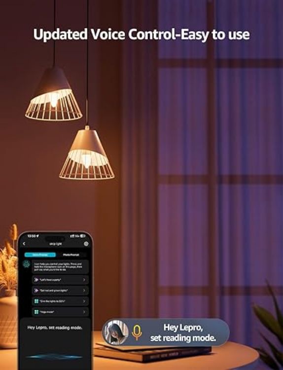 Picture of AI Smart Bulb BC1 4.9 W 470 LM Light Bulb E14 Dimmable  Personalised AI Light Designer  RGB+CCT Compatible with Alexa/Google  Voice Control/Music Sync  WiFi & Bluetooth Pack of 4 [Energy Class F]