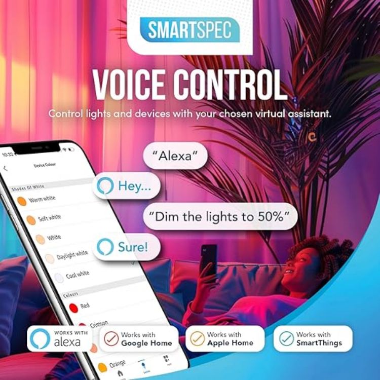 Picture of Smart Bulb 2 Pack  Smart WiFi LED Light. Works with Amazon Alexa  Google Home Apple Home. Colour Changeable. Multicolour Smart Light Bulb NUUK-A60 ACK Matter E27 [Energy Class F]