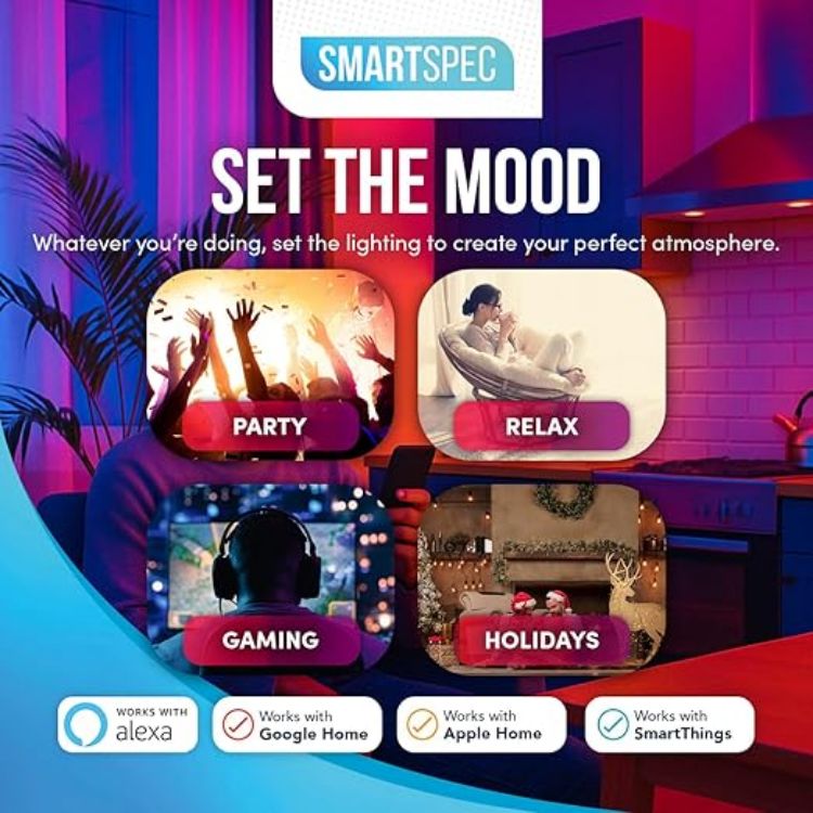 Picture of Smart Bulb, Smart WiFi LED Light. Works with Amazon Alexa Google Home  Apple Home. Colour Changeable. Multicolour Smart Light Bulb NUUK-A60 ACK Matter E27 [Energy Class F]