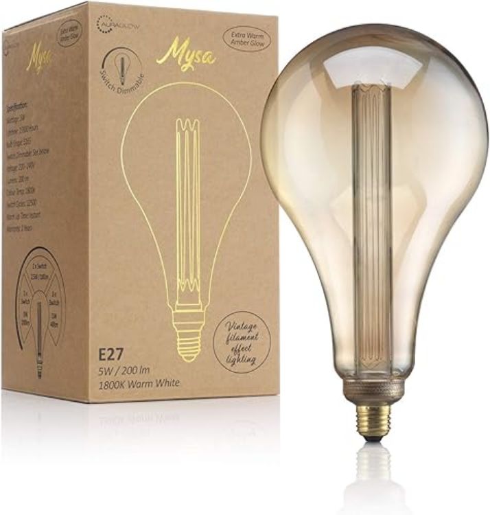 Picture of Mysa LED Light Bulb – Vintage Retro Rustic Edison Style Decorative Energy Efficient Filament E27 Screw S165 Globe Shape XXL
