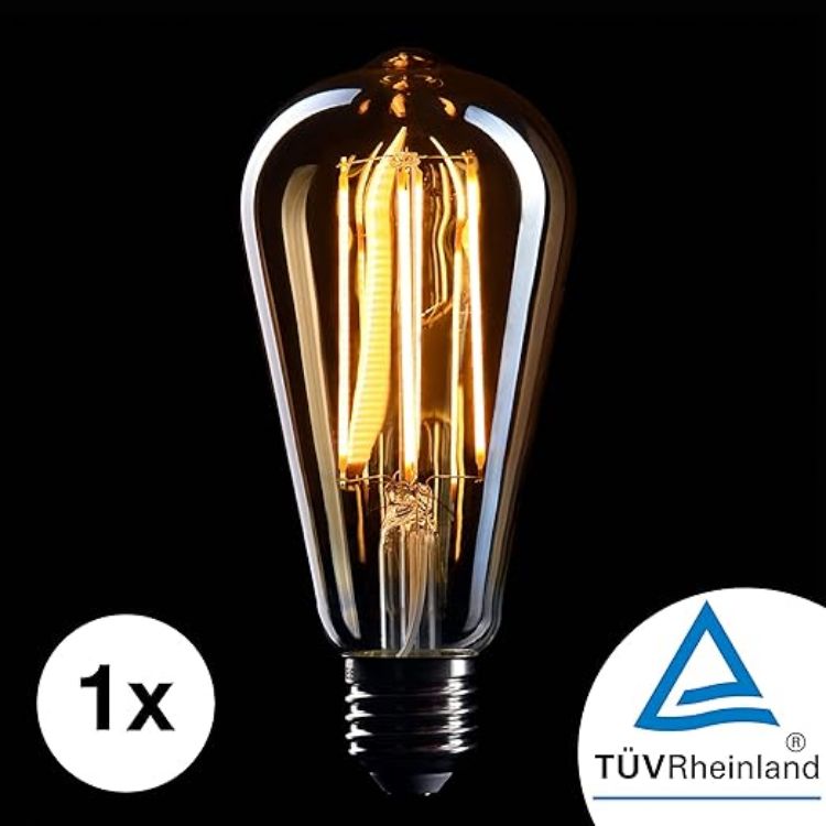 Picture of Edison Light Bulb E27 Socket | Dimmable  4 W  2000 K Warm White  230 V  EL10 | Antique Filament Lighting in Retro Vintage Industrial Look | EU Energy Class: G [Energy Class G]