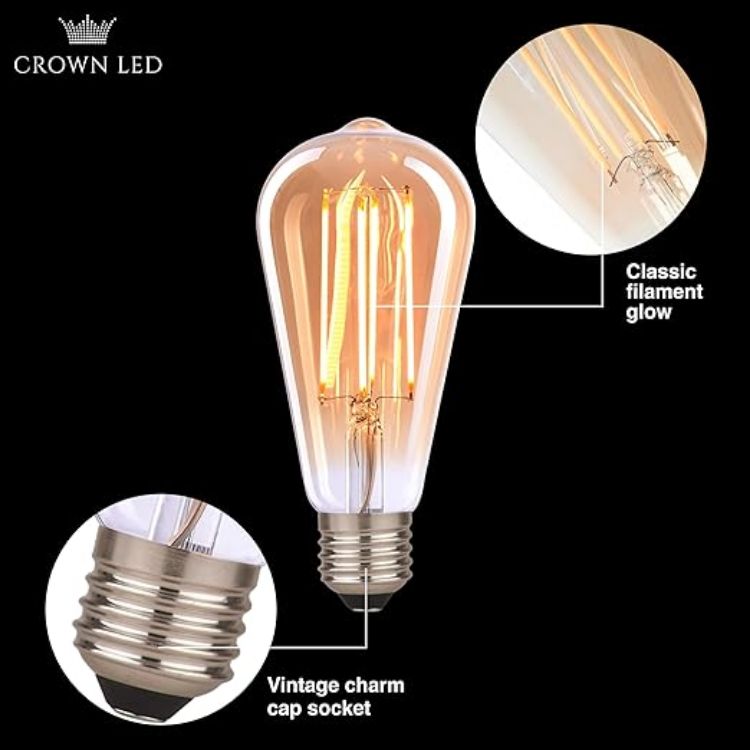 Picture of 3 Pack Vintage Decorative Light Bulbs Warm White  E27 Energy Efficient E-Class - Equivalent to 38W Bulb - Ideal for Home Hotels  Restaurants  Shock Resistant 14.2 x 6.4 cm  EL0010 [Energy Class E]