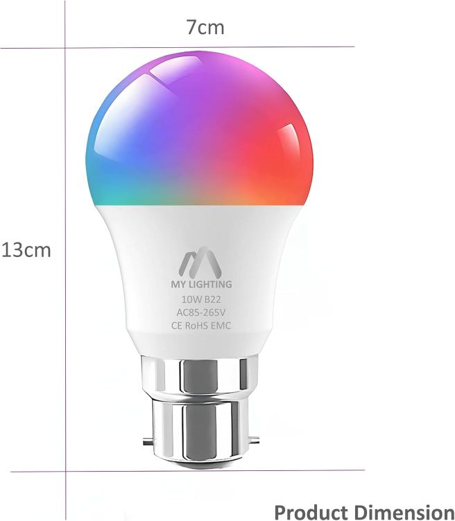 Picture of 10W ECO Series B22 RGB LED Bulb Remote Dimmable 6000K