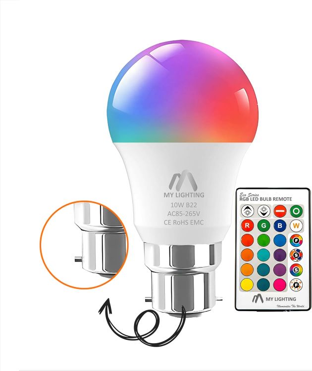 Picture of 10W ECO Series B22 RGB LED Bulb Remote Dimmable 6000K