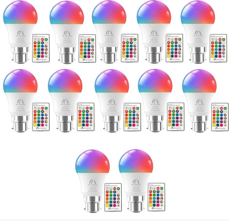 Picture of 10W B22 ECO Series RGB LED Bulbs Value Pack Remote Dimmable
