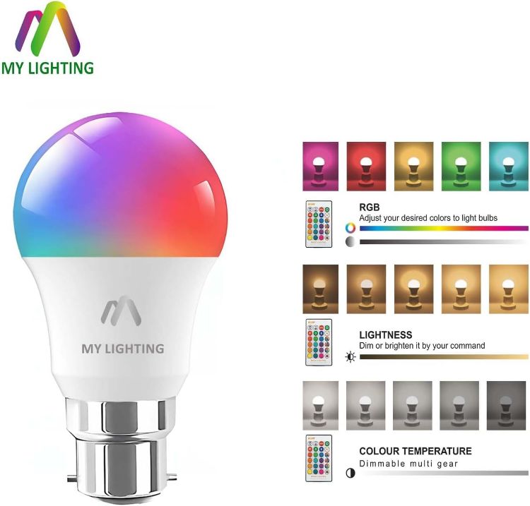 Picture of 10W B22 ECO Series RGB LED Bulbs Value Pack Remote Dimmable