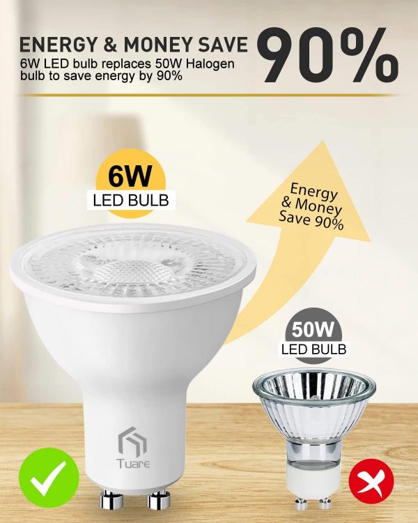 Picture of GU10 LED Bulb 7W 6000K Cool White 10 Pack 50W Equivalent