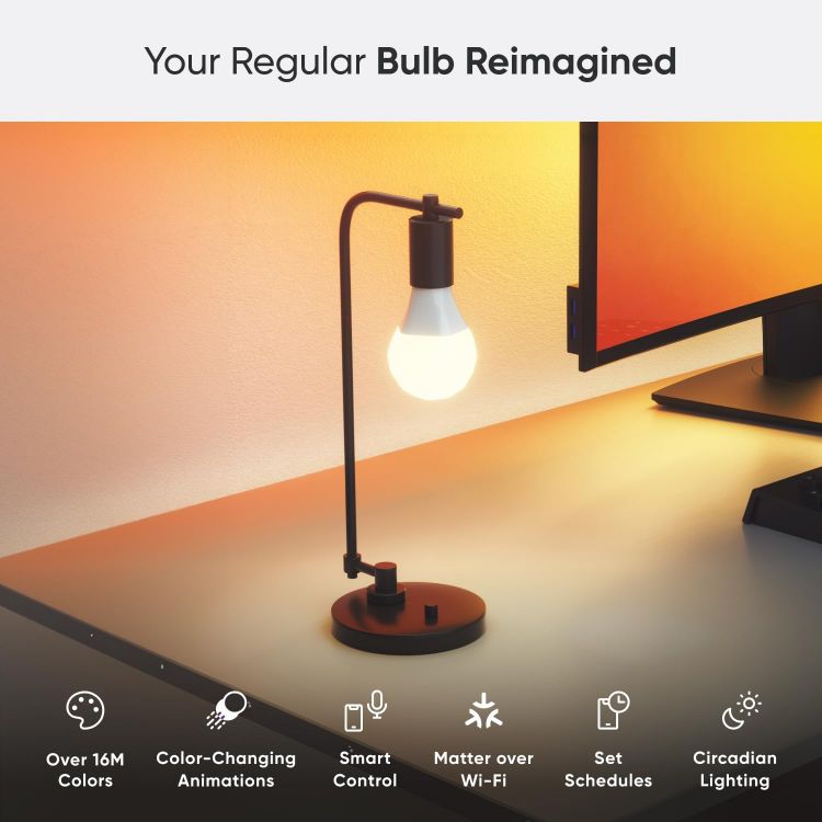 Picture of E27 Smart RGB LED Bulbs 9W Matter WiFi 2 Pack Alexa Compatible