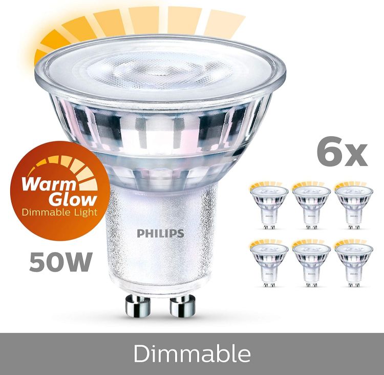 Picture of GU10 Warm White LED Bulb 3.8W Dimmable 6 Pack 2200K–2700K