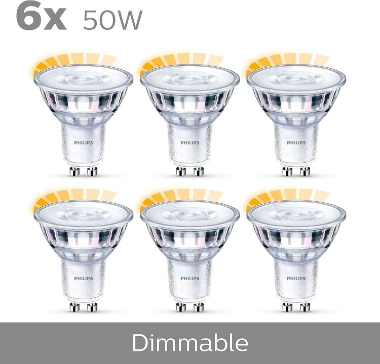 Picture of GU10 Warm White LED Bulb 3.8W Dimmable 6 Pack 2200K–2700K