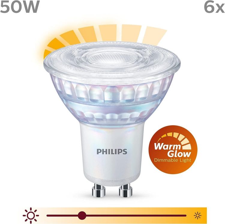 Picture of GU10 Warm White LED Bulb 3.8W Dimmable 6 Pack 2200K–2700K