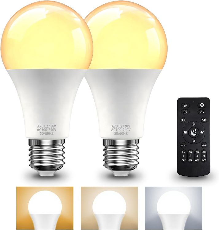 Picture of E27 LED Bulb Remote Control 9W 800LM Dimmable 2 Pack 60W Equivalent