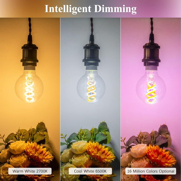 Picture of E27 Smart Filament Globe Bulb 5W WiFi Alexa Google 2700K–6500K