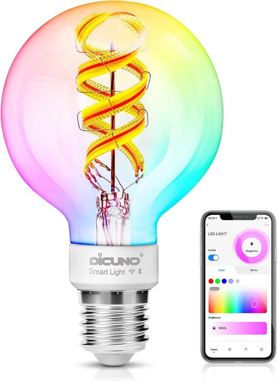 Picture of E27 Smart Filament Globe Bulb 5W WiFi Alexa Google 2700K–6500K