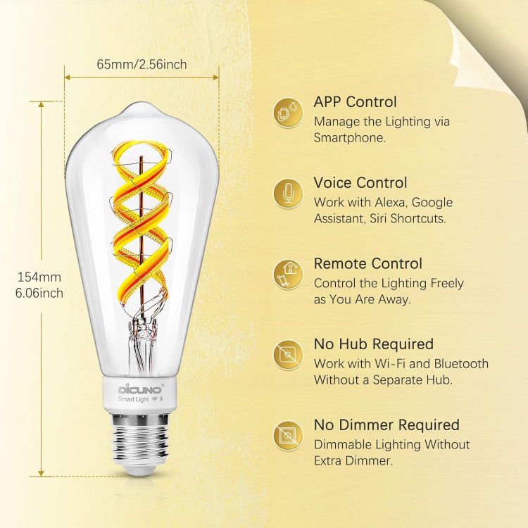 Picture of E27 Smart Filament A60 LED Bulb 5W WiFi Alexa HomeKit
