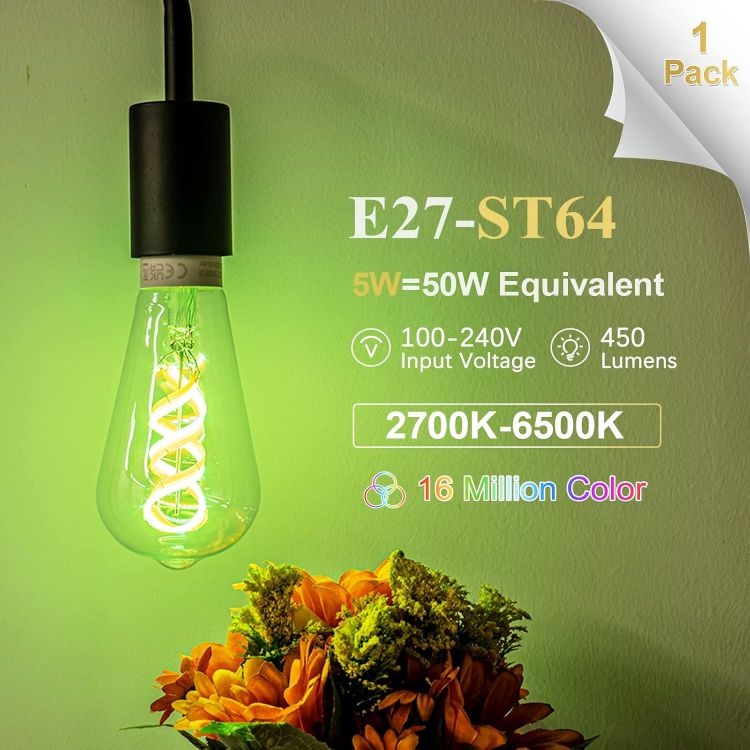 Picture of E27 Smart Filament A60 LED Bulb 5W WiFi Alexa HomeKit
