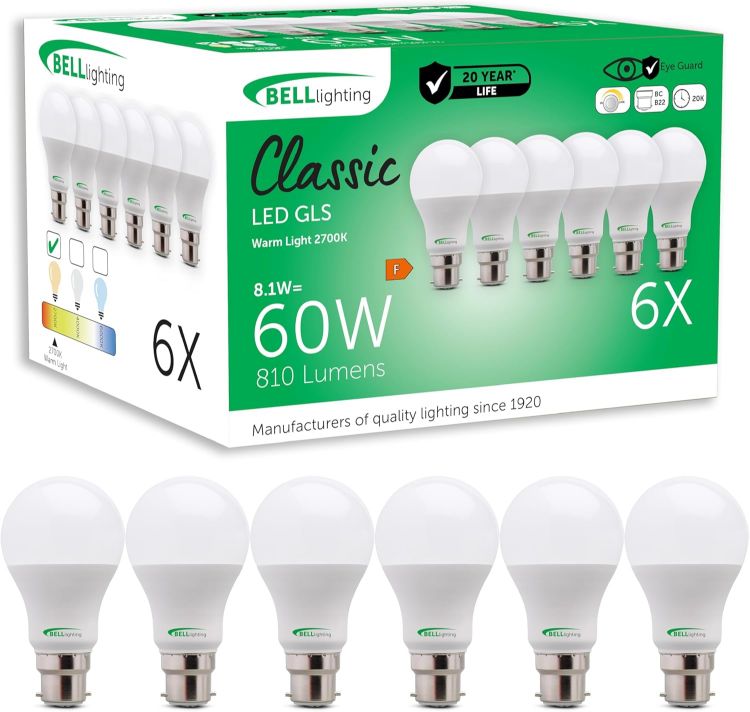Picture of B22 Dimmable LED GLS Bulb 6 Pack 8.1W 810LM Warm White