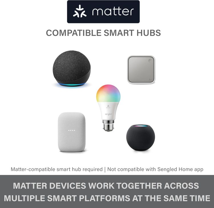 Picture of B22 Matter Smart LED Bulb Multicolour WiFi Alexa 800LM