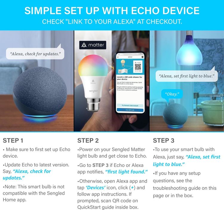 Picture of B22 Matter Smart LED Bulb Multicolour WiFi Alexa 800LM