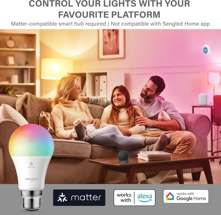 Picture of B22 Matter Smart LED Bulb Multicolour WiFi Alexa 800LM