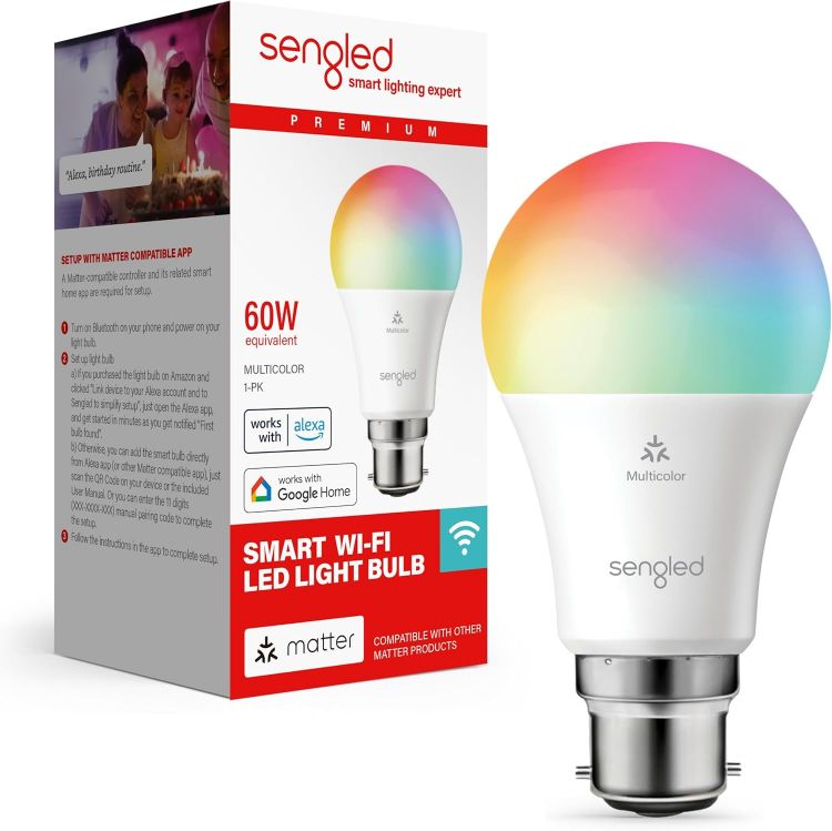 Picture of B22 Matter Smart LED Bulb Multicolour WiFi Alexa 800LM