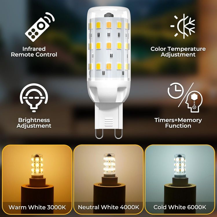 Picture of Smart G9 LED Bulbs Dimmable Multicolor with Remote 2 Pack