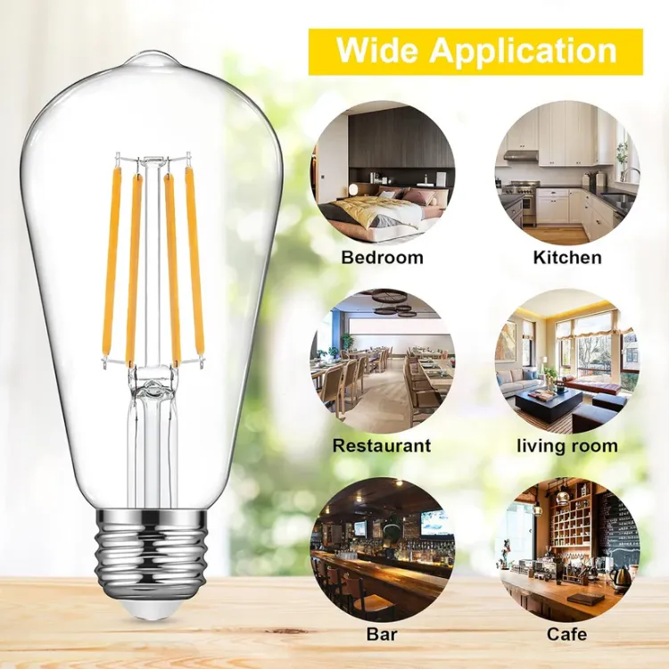 Picture of ST58 E27 6W LED Edison Light Bulbs 60W Equivalent, Daylight White 5000K, Not Dimmable, Clear Glass, E27 Base Lamp - Pack of 5