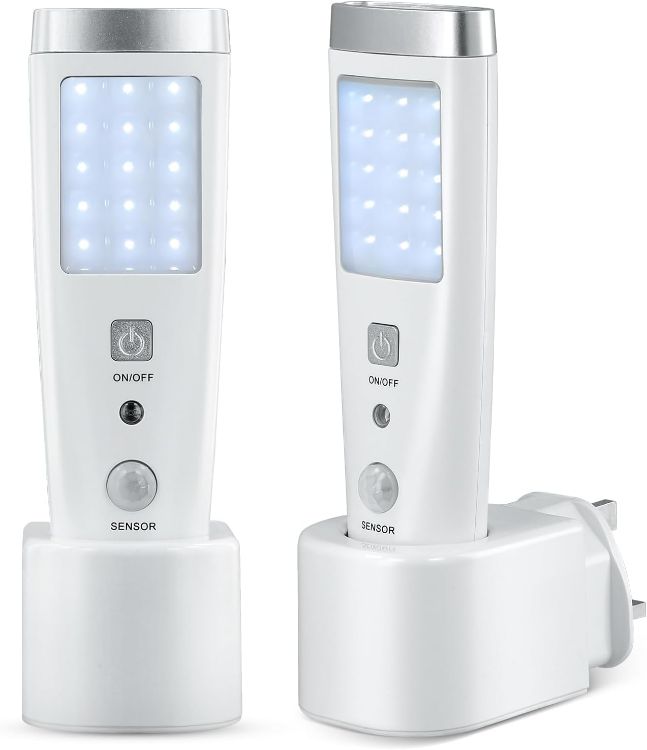 Picture of LED Plug In Night Light Motion Sensor Emergency Torch 2 Pack