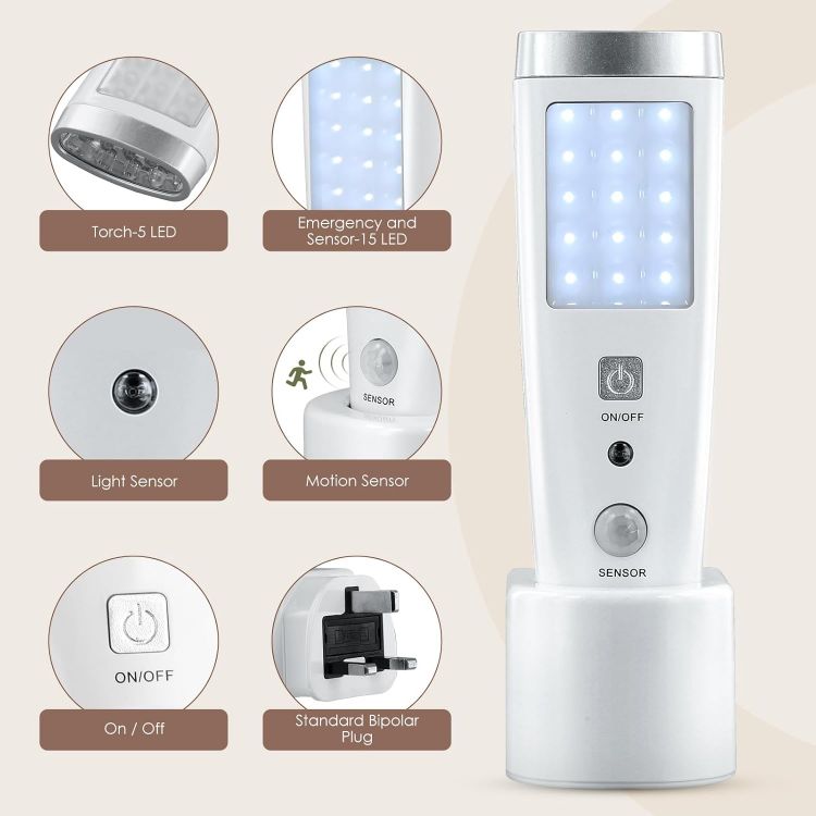 Picture of LED Plug In Night Light Motion Sensor Emergency Torch 2 Pack