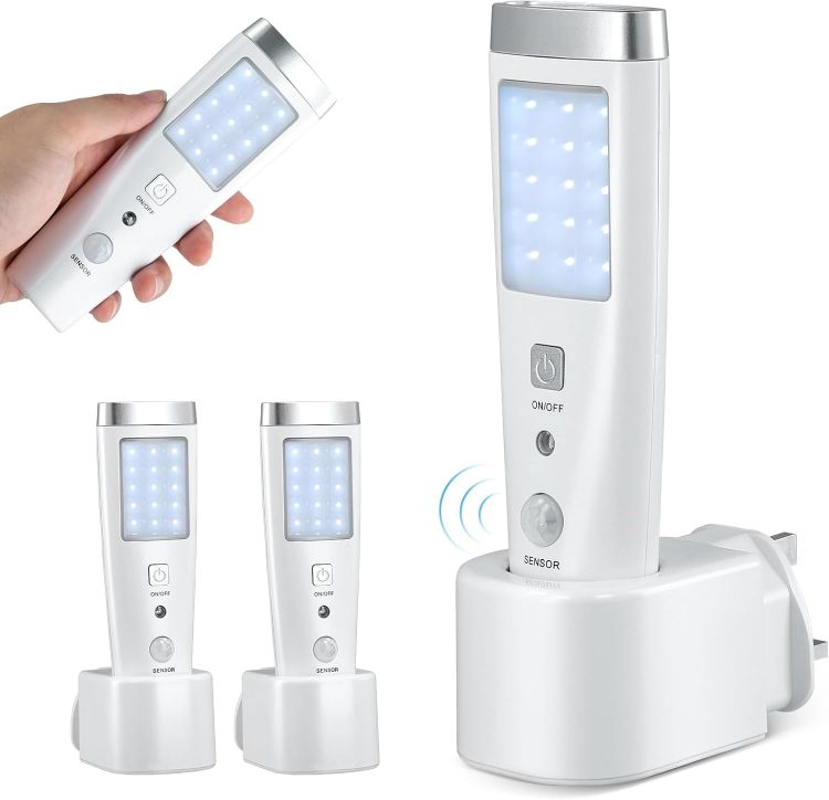 Picture of LED Plug In Night Light Motion Sensor Emergency Torch 2 Pack