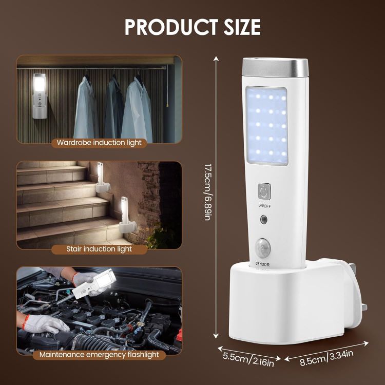 Picture of LED Plug In Night Light Motion Sensor Emergency Torch 4 Pack