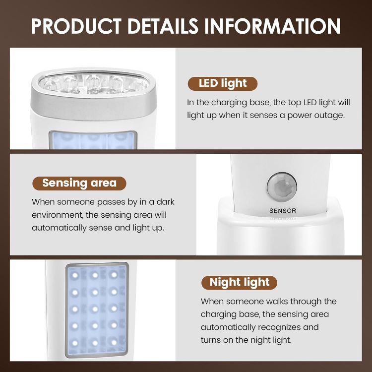 Picture of LED Plug In Night Light Motion Sensor Emergency Torch 4 Pack