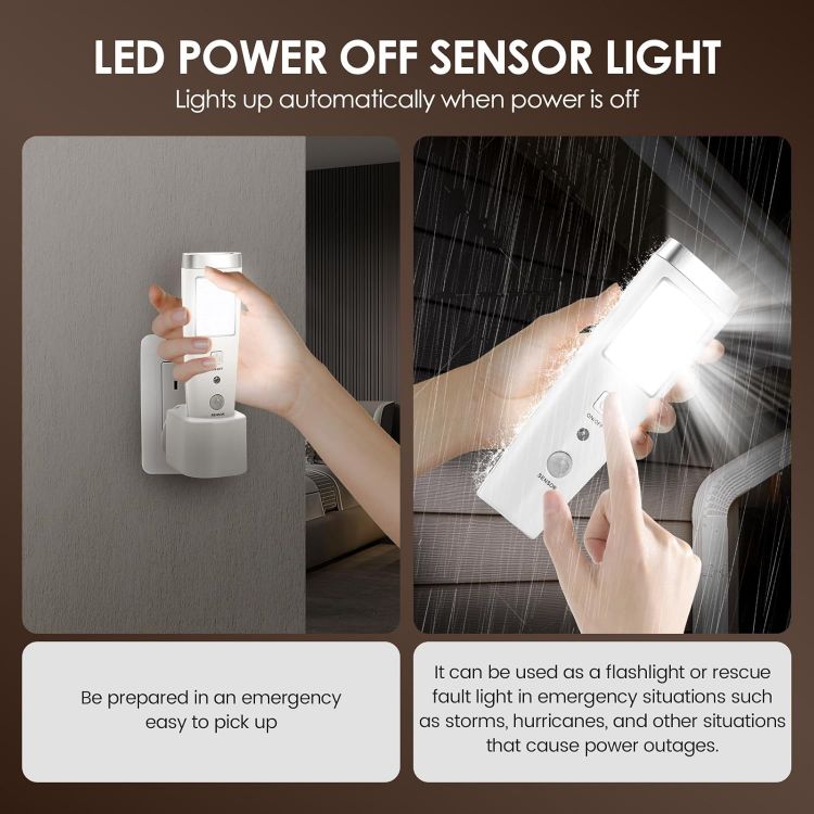 Picture of LED Plug In Night Light Motion Sensor Emergency Torch 4 Pack