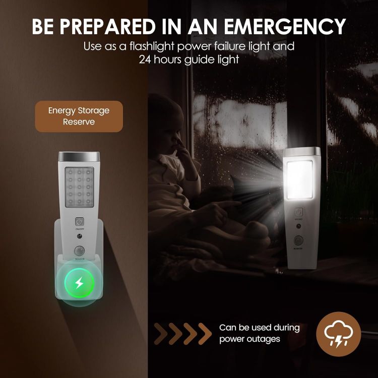 Picture of LED Plug In Night Light Motion Sensor Emergency Torch 4 Pack