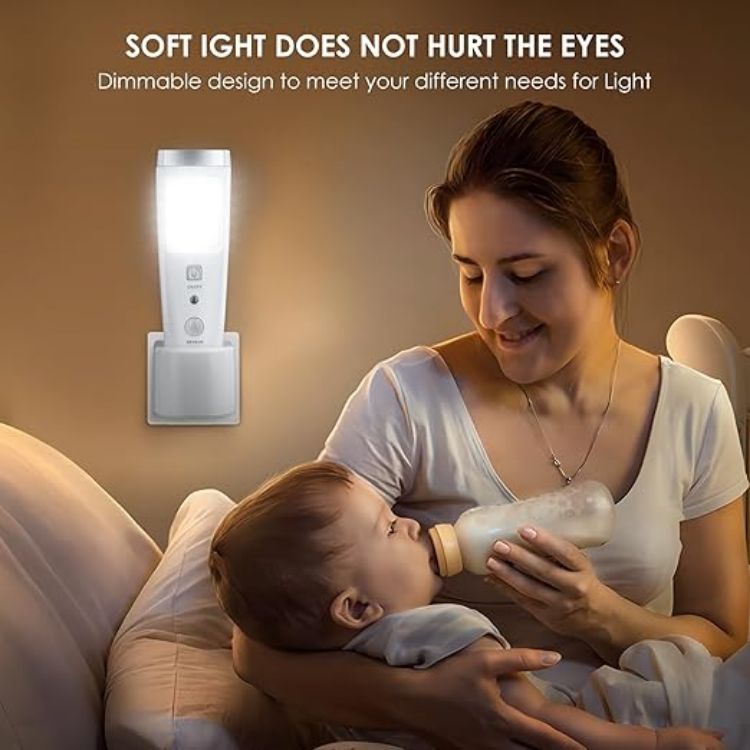 Picture of 2 Pack LED Motion Sensor Night Light, 4 Function Power Failure Light, Rechargeable Plug Base, Portable Energy Saving Flashlight, Emergency Sensor Light for Kids Adults Home Power Failure [Energy Class A]