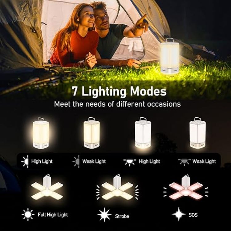 Picture of  Camping Lantern Rechargeable 2000 Lumen Camping Lights Lamp for Tent,Super Bright 116 LEDs-7 Light Modes 4800mAh Long Battery Life 90°Adjustable Outdoor Hanging Tent Accessories for Emergency [Energy Class A+++]